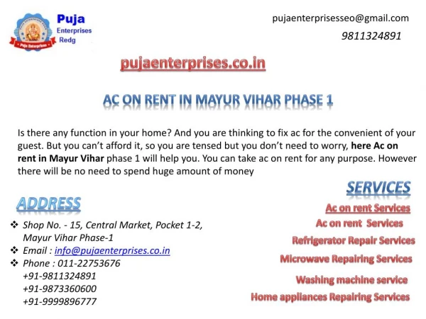 Ac on rent in Mayur Vihar phase 1