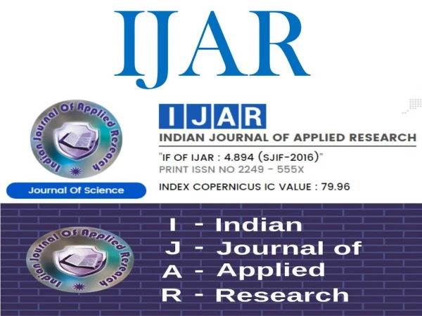 Submit Your Journals at IJAR - Indian journal of Applied Research