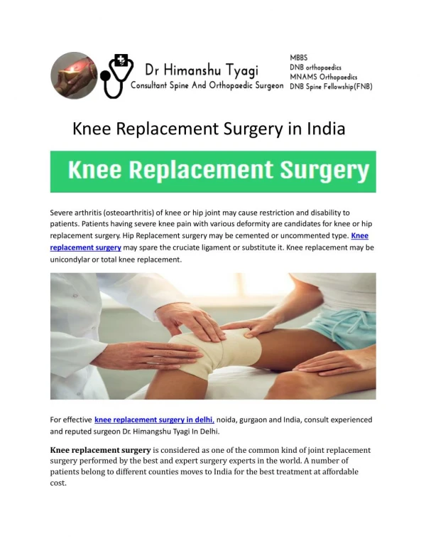 Knee Replacement Surgery in India | Dr Himanshu Tyagi