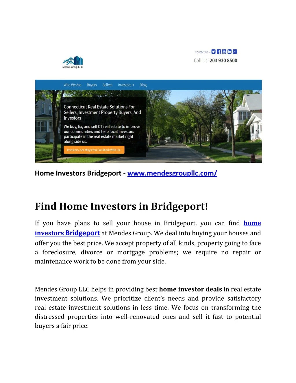 home investors bridgeport www mendesgroupllc com