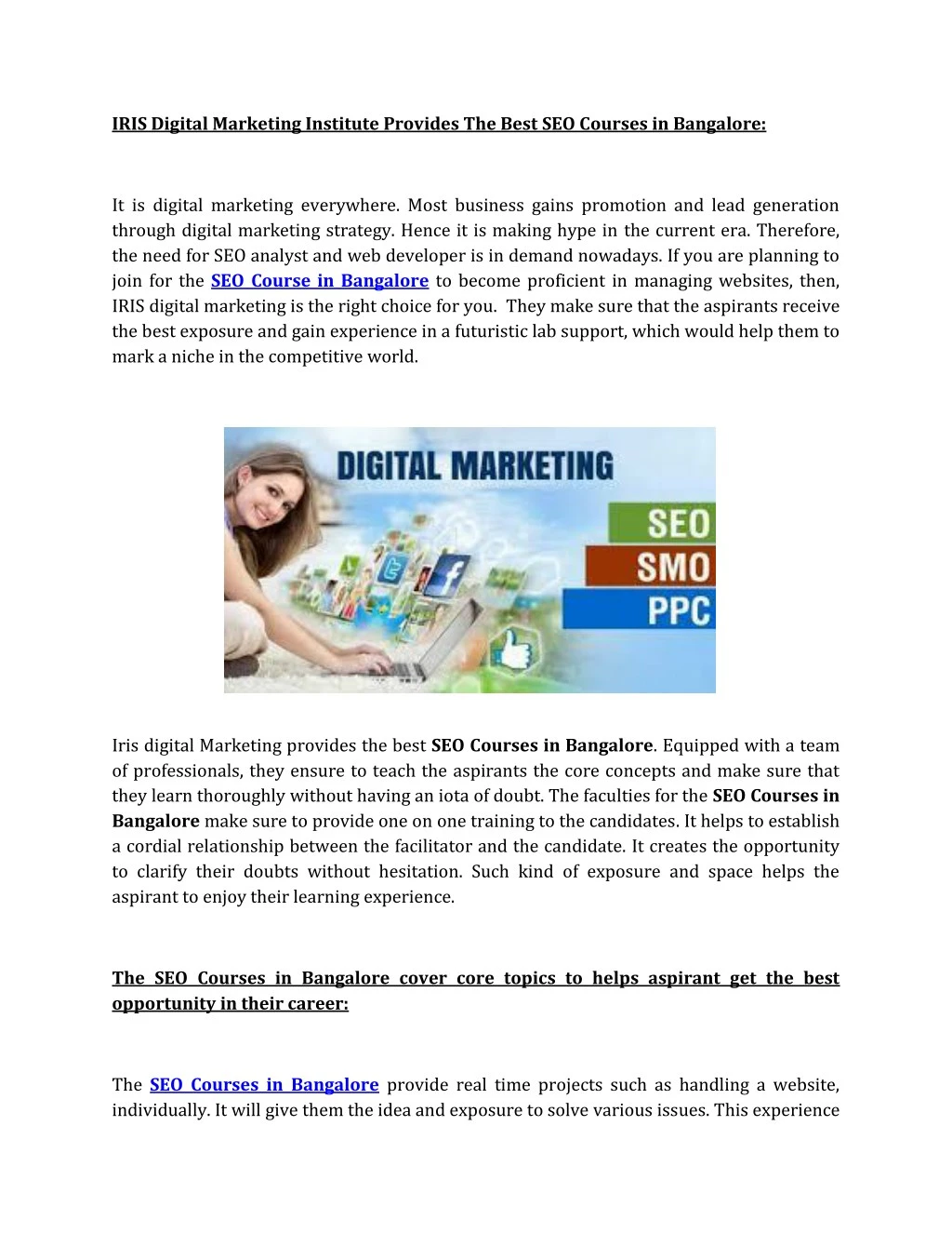 iris digital marketing institute provides