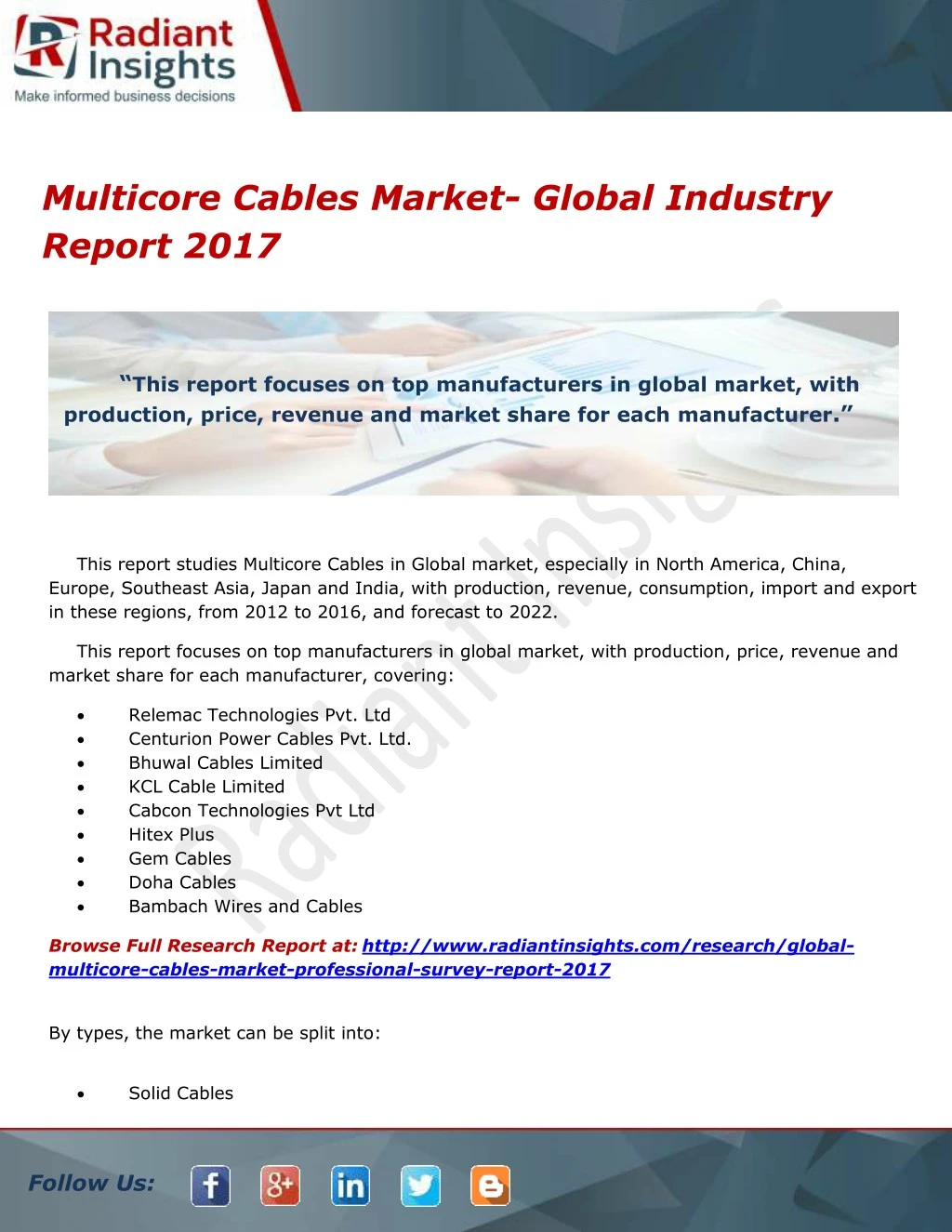 multicore cables market global industry report