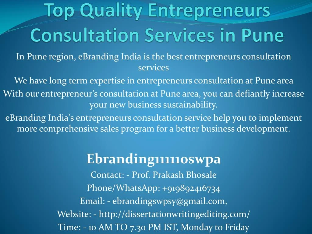 top quality entrepreneurs consultation services in pune