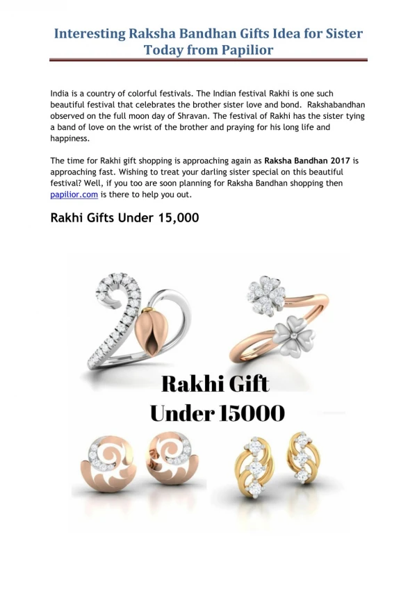 Interesting Raksha Bandhan Gifts Idea for Sister Today from Papilior