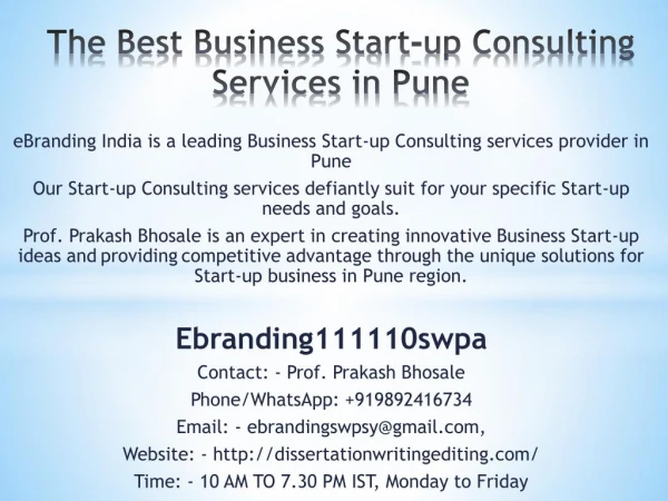 The Best Business Start-up Consulting Services in Pune