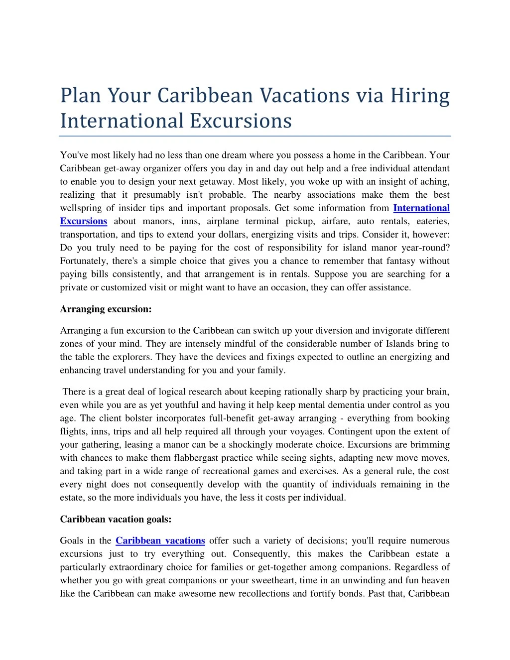 plan your caribbean vacations via hiring