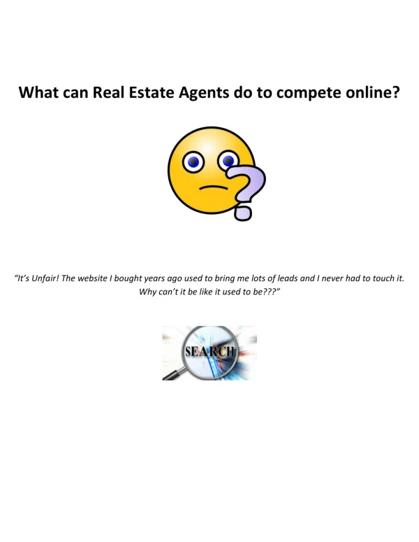 What can Real Estate Agents do to compete online?