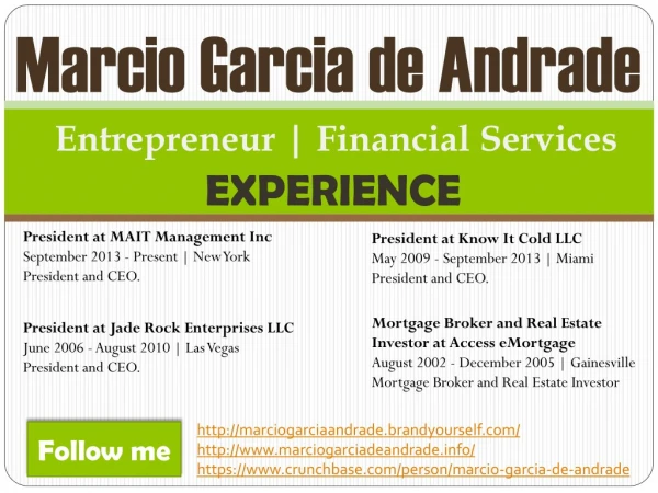 Marcio Garcia de Andrade – Experience