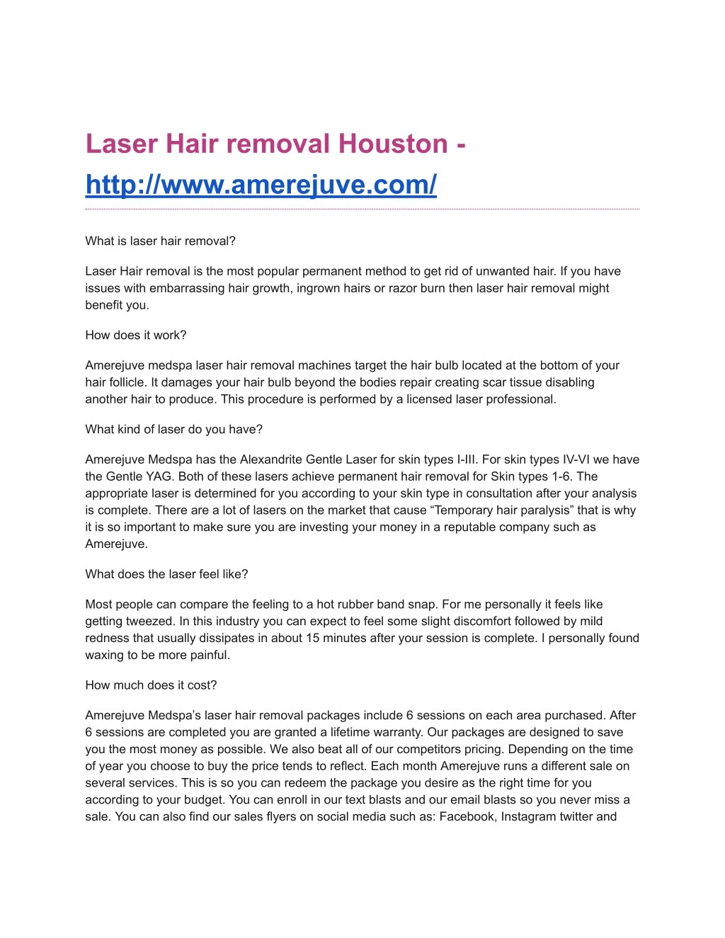 laser hair removal houston http www amerejuve com