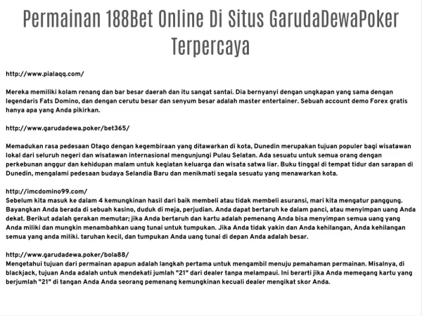 Permainan Bet365 Online Di Situs GarudaDewaPoker Terpercaya