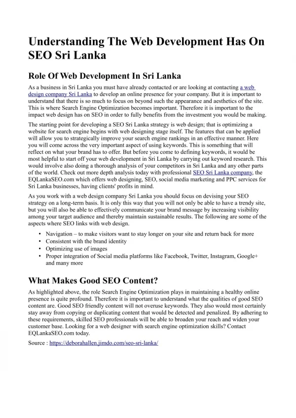 Understanding The Web Development Has On SEO Sri Lanka