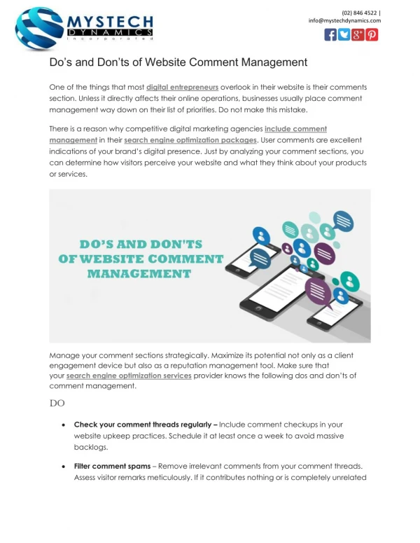 Do’s and Don’ts of Website Comment Management