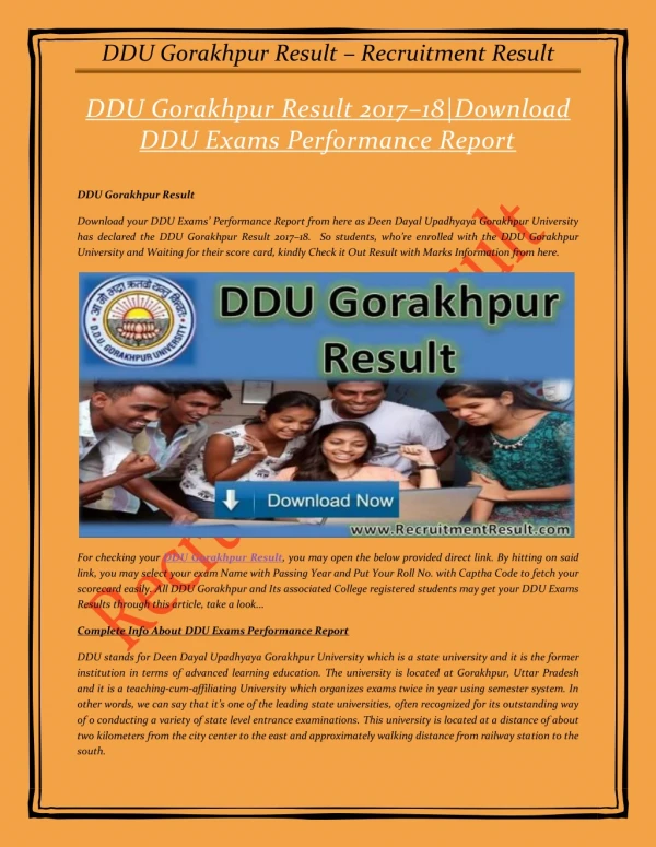 DDU Gorakhpur Result