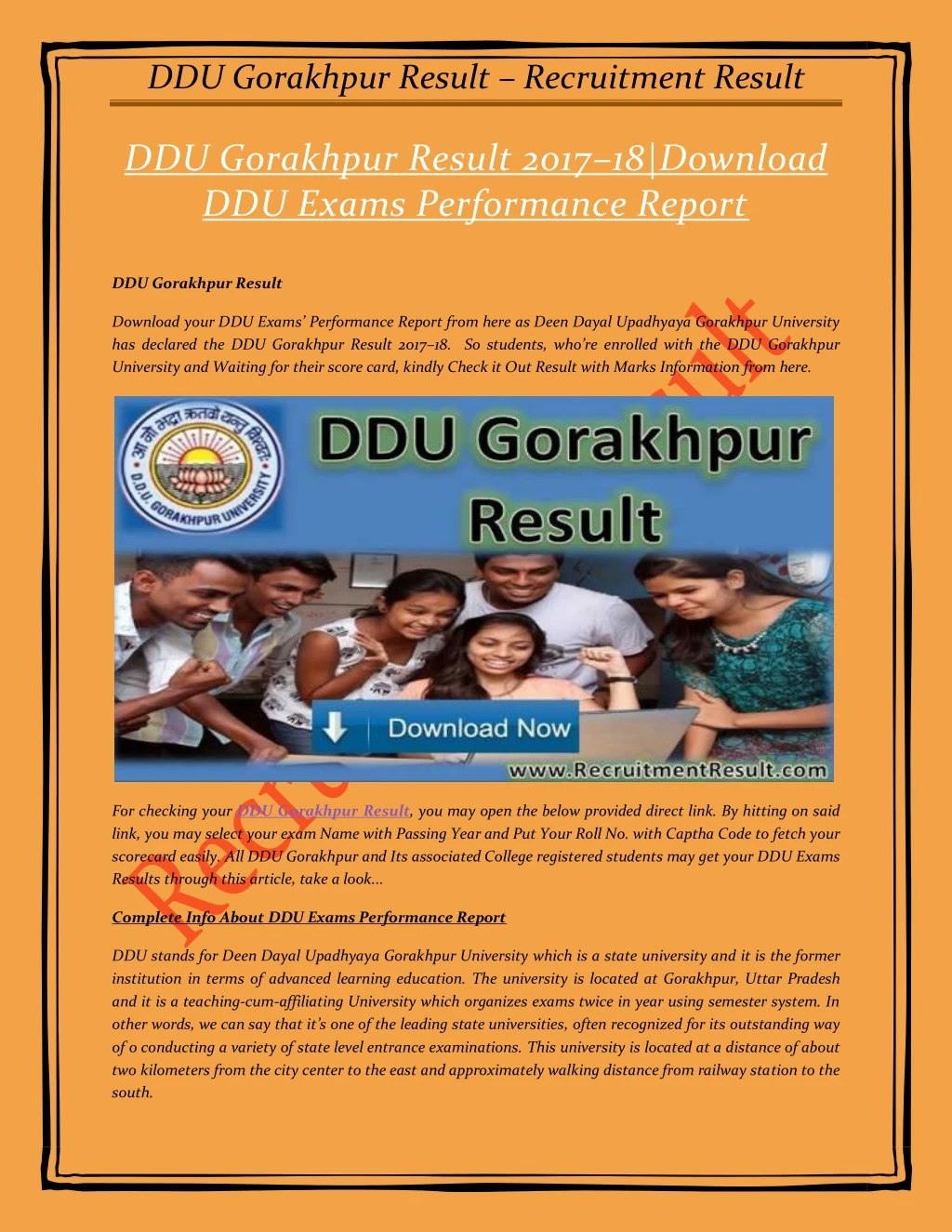 ddu gorakhpur result recruitment result