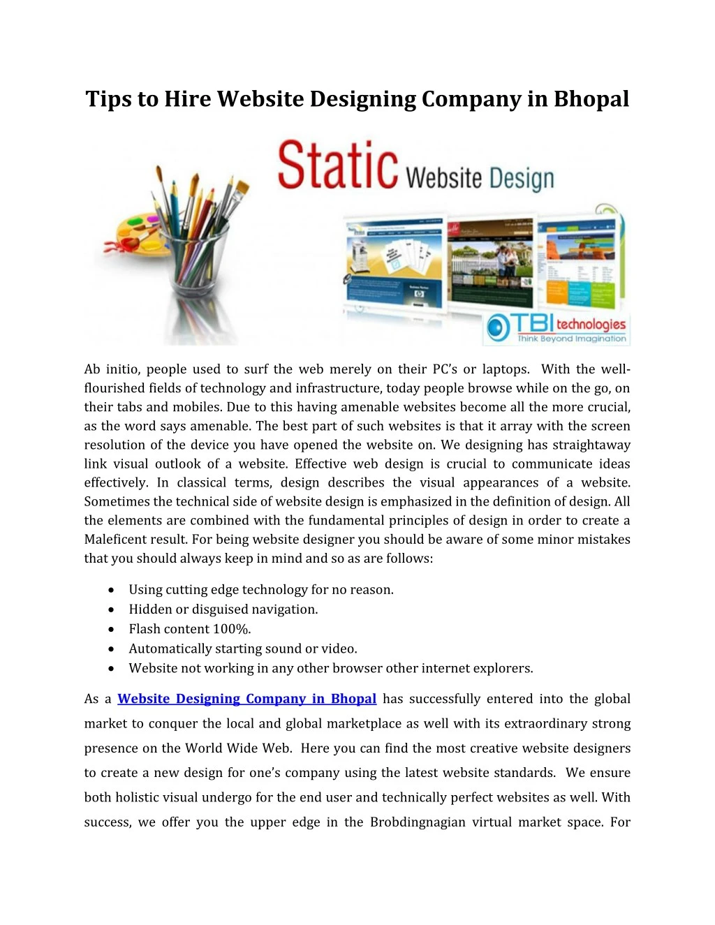 tips to hire website designing company in bhopal