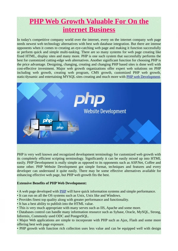 PHP Web Growth Valuable For On the internet Business