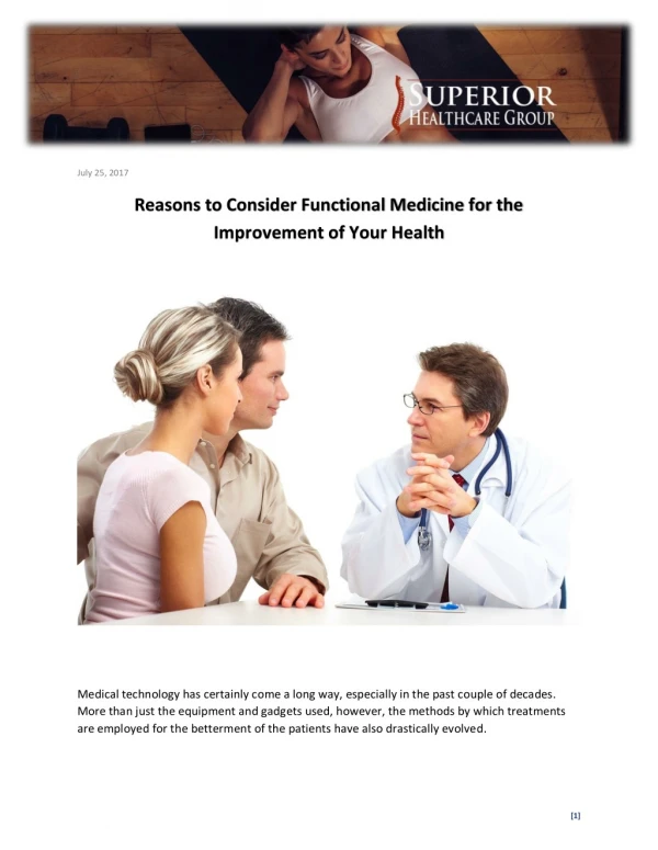 Reasons to Consider Functional Medicine for the Improvement of Your Health