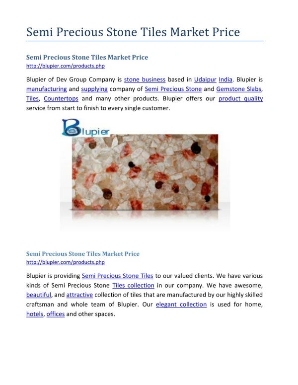 Semi Precious Stone Tiles Market Price