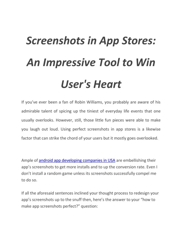 Screenshots in App Stores: An Impressive Tool to Win User's Heart