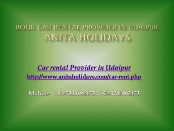 Book Car rental Provider in Udaipur