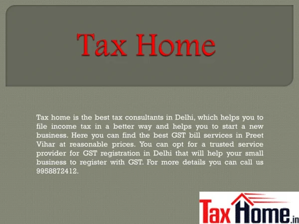 Tax Home is the best Tax Registration company in Preet Vihar
