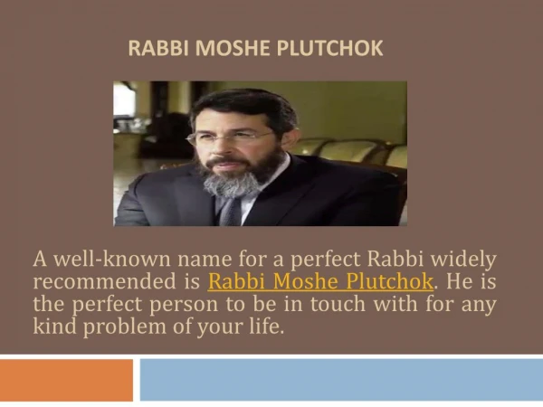 Rabbi Plutchok