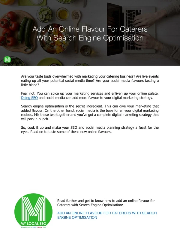 Add An Online Flavour For Caterers With Search Engine Optimisation