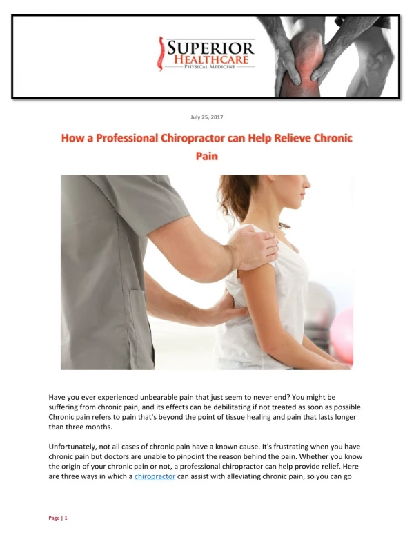 How a Professional Chiropractor can Help Relieve Chronic Pain