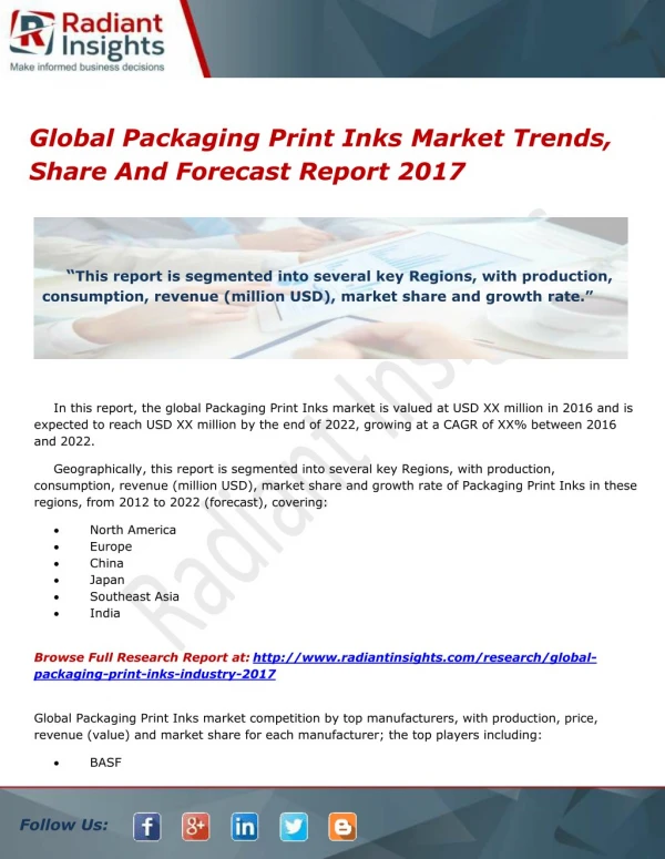 global packaging print inks market trends share