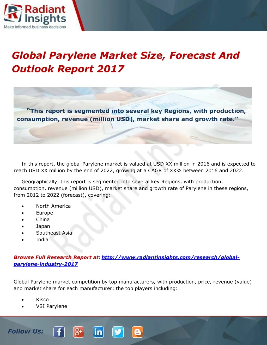 global parylene market size forecast and outlook