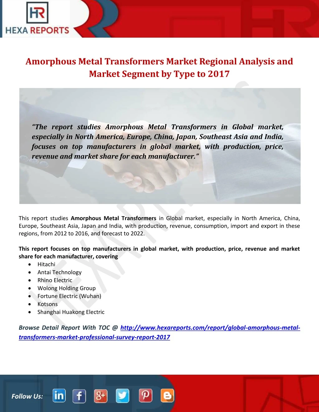 amorphous metal transformers market regional