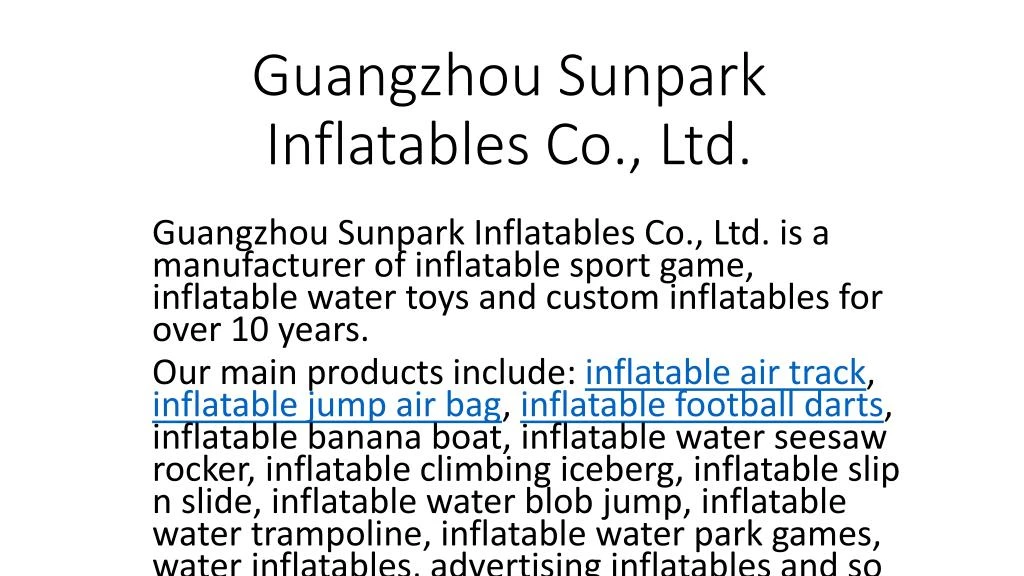 guangzhou sunpark inflatables co ltd