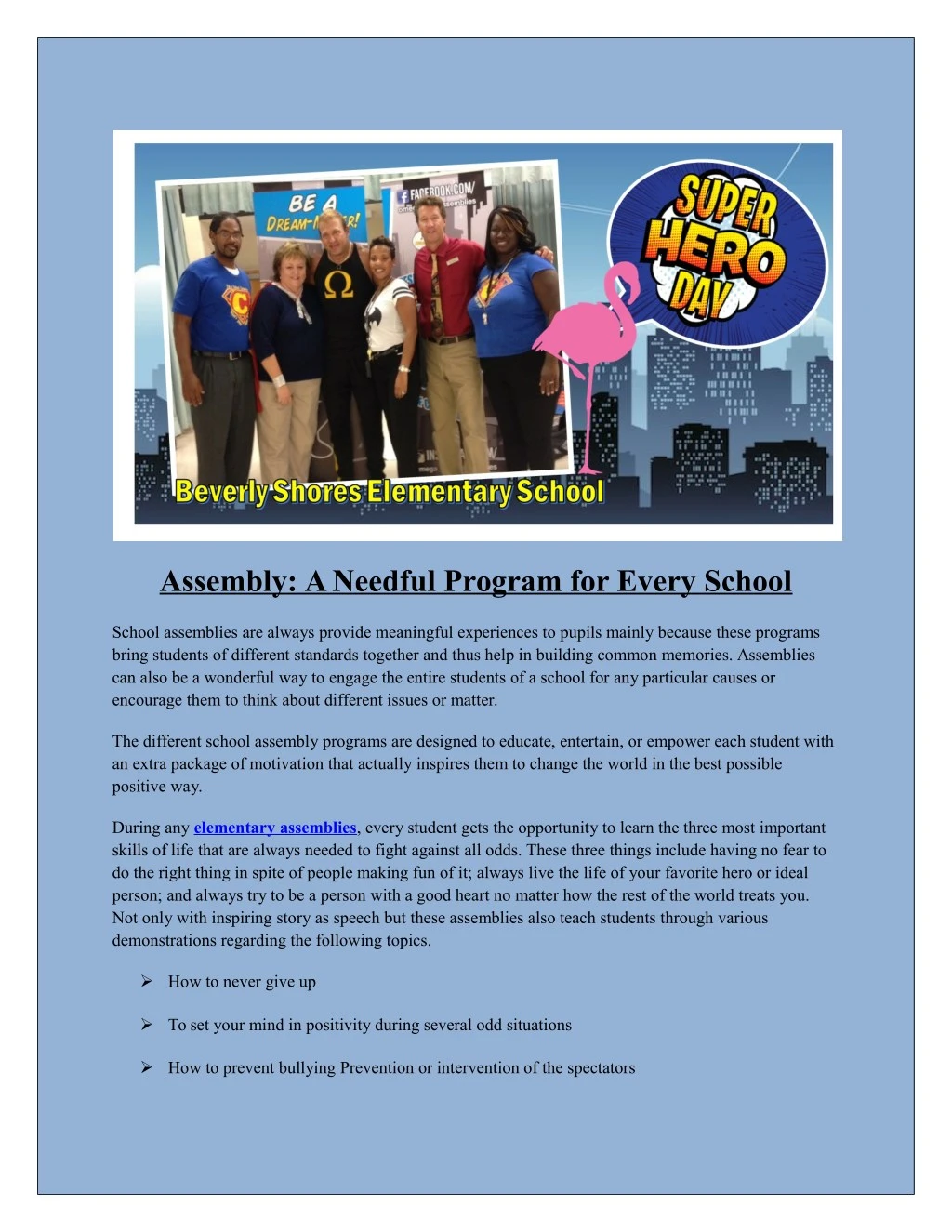 assembly a needful program for every school
