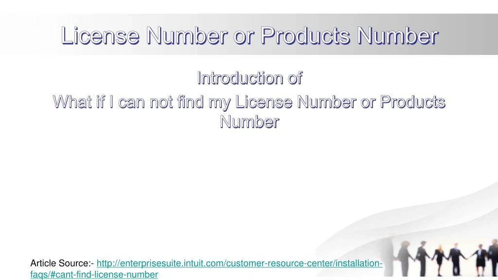 license number or products number