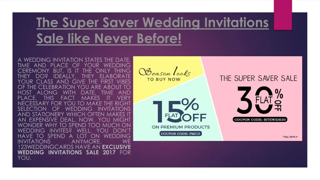 the super saver wedding invitations sale like never before