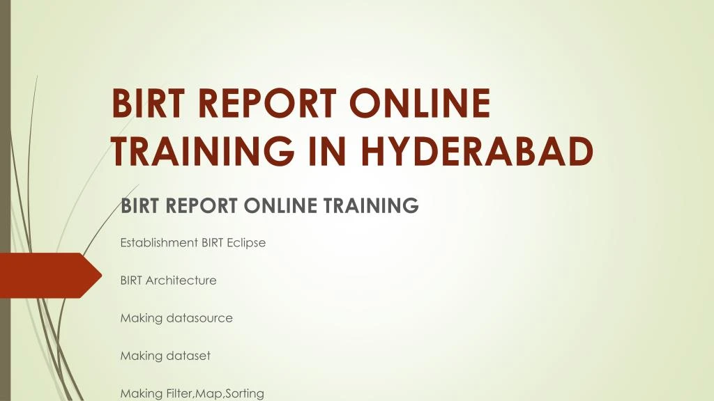 birt report online training in hyderabad