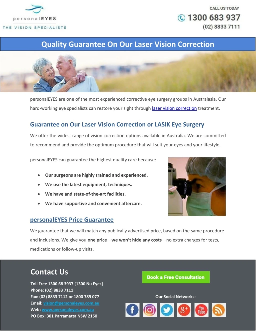 quality guarantee on our laser vision correction