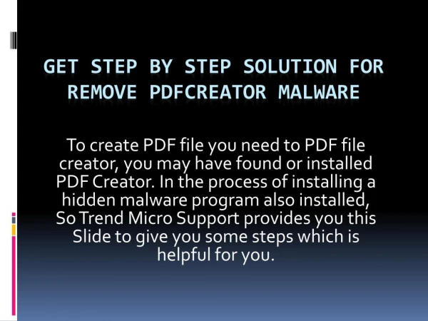 Get Step By Step Solution For Remove PDFCreator Malware