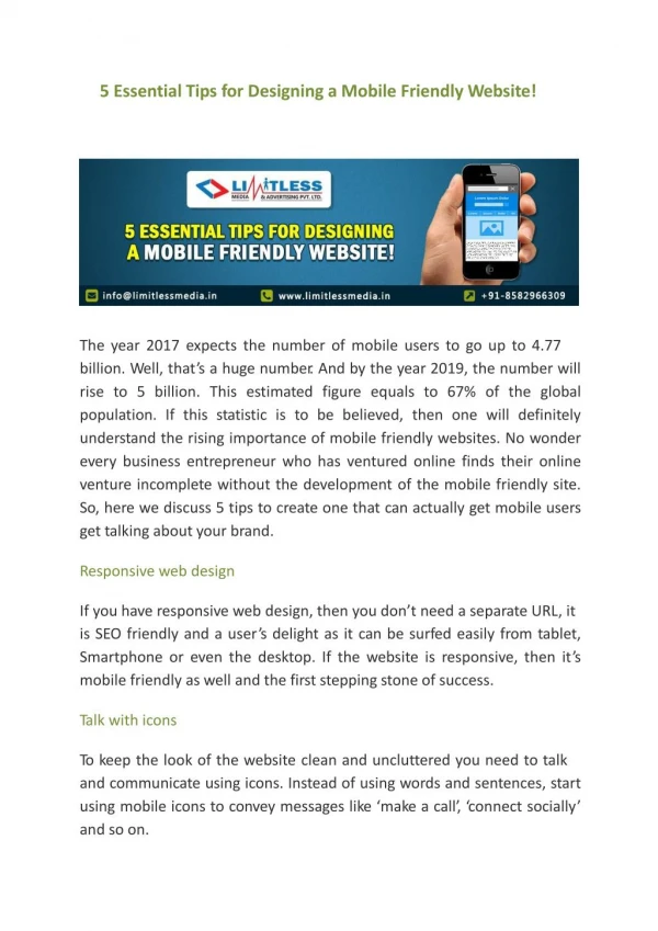 5 Essential Tips For Designing A Mobile Friendly Website!