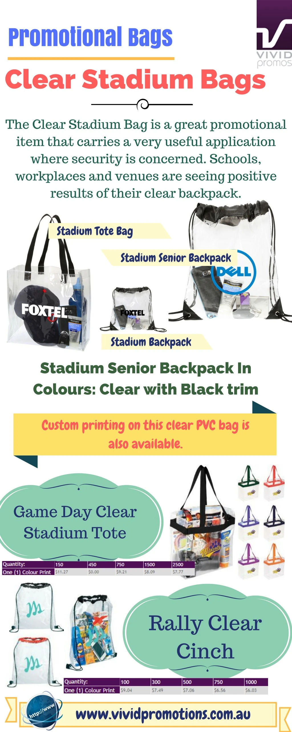 promotional bags clear stadium bags