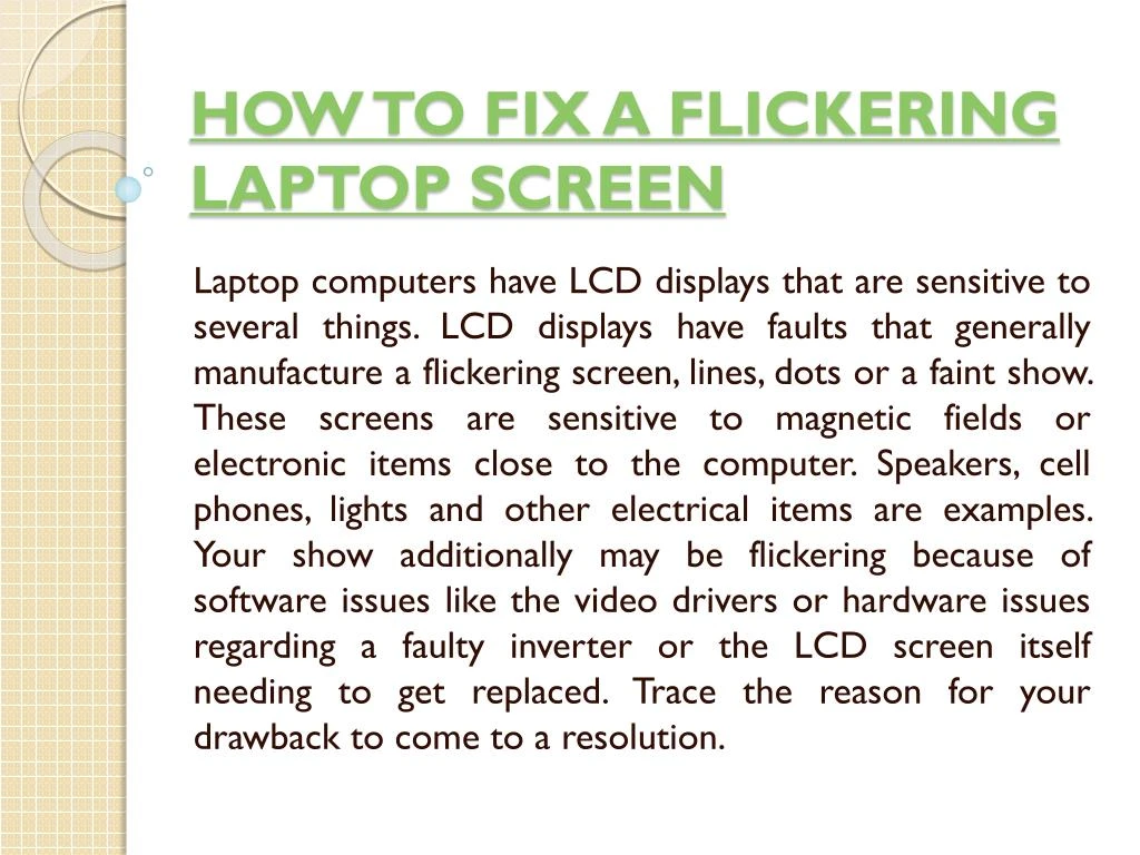 how to fix a flickering laptop screen
