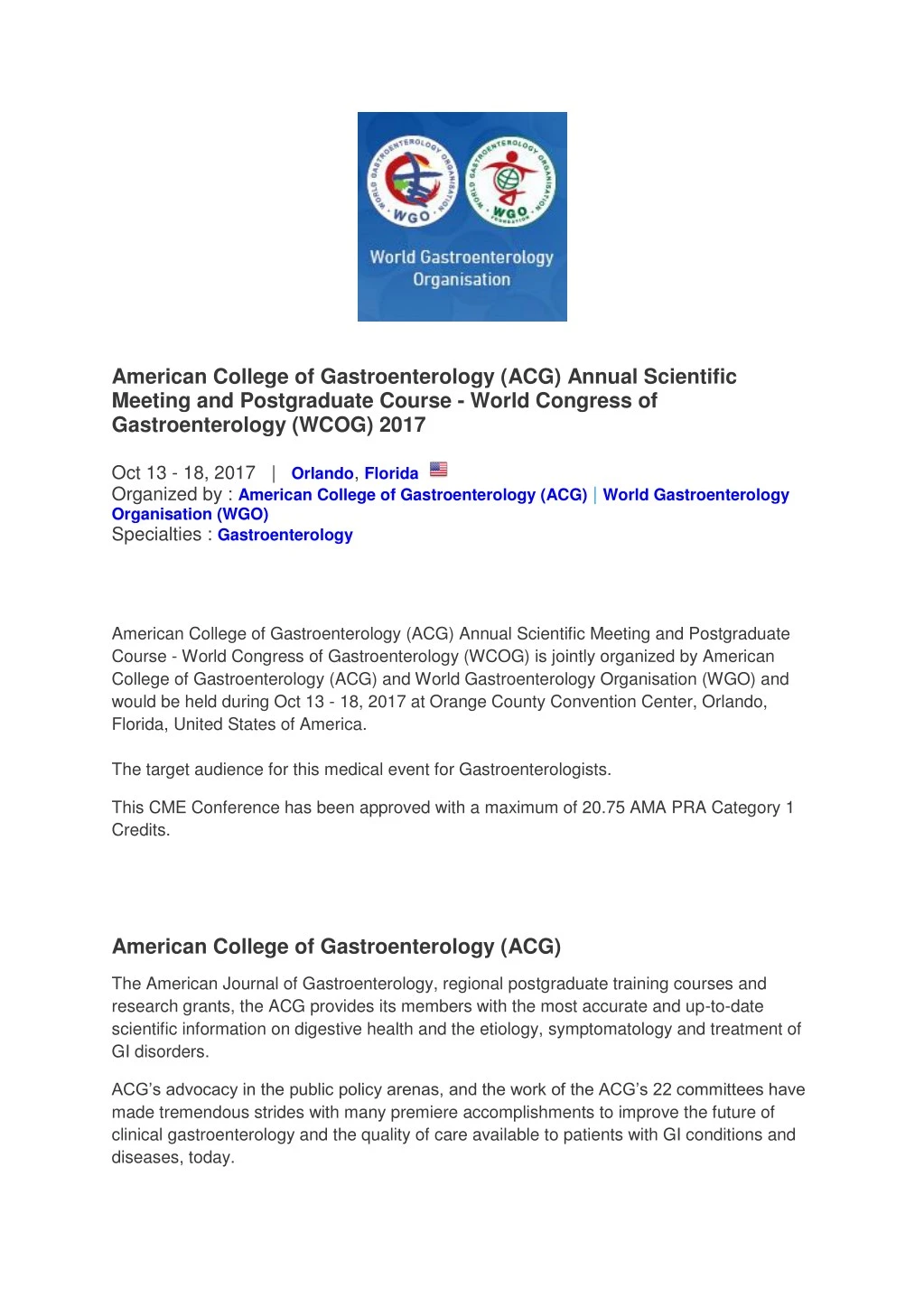 american college of gastroenterology acg annual