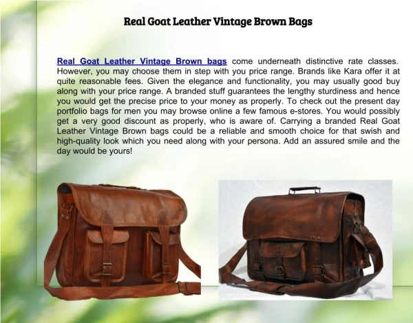 Real Goat Leather Vintage Brown Bags