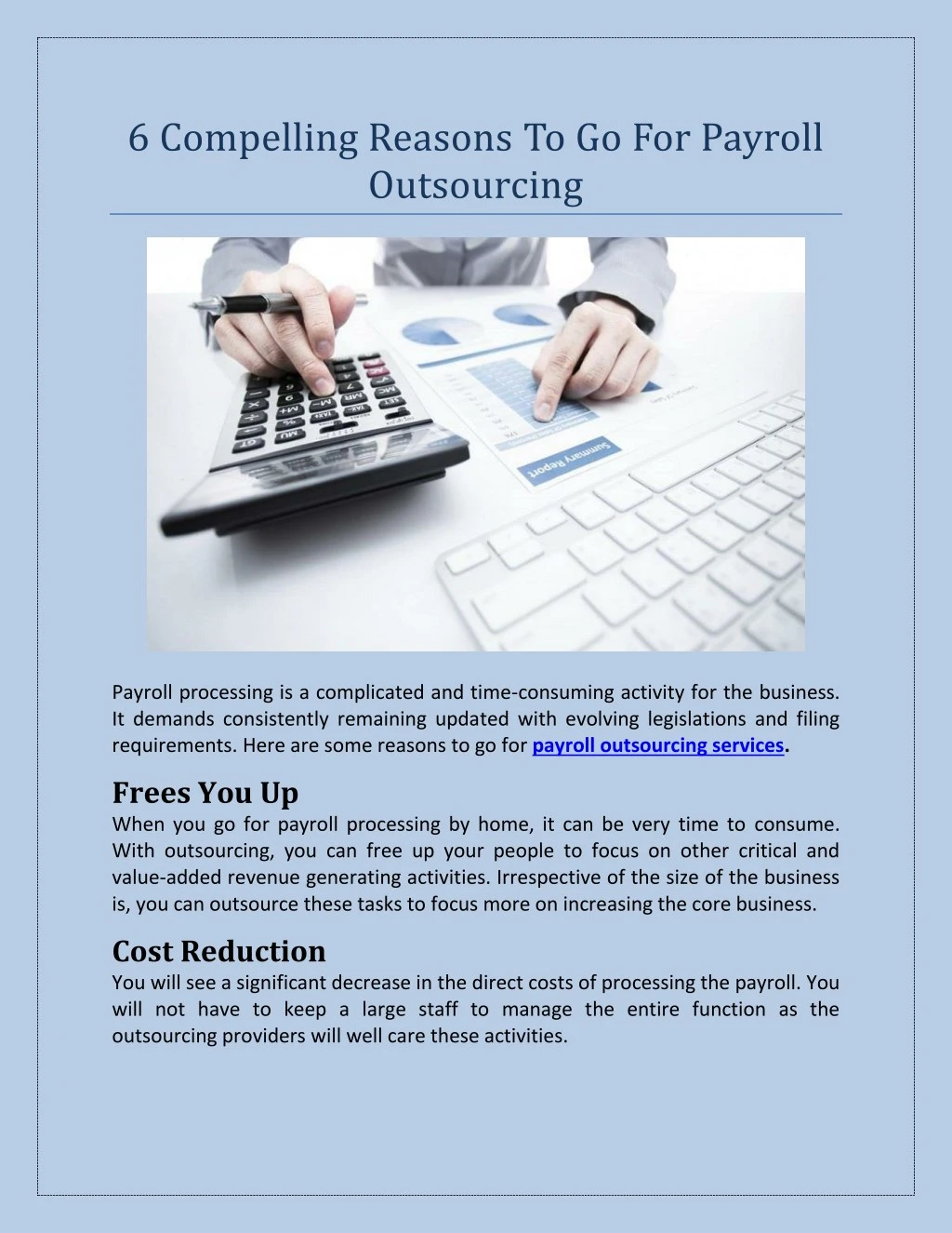 6 compelling reasons to go for payroll outsourcing