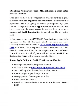 GATE Application Form 2018 Dates - slide 1