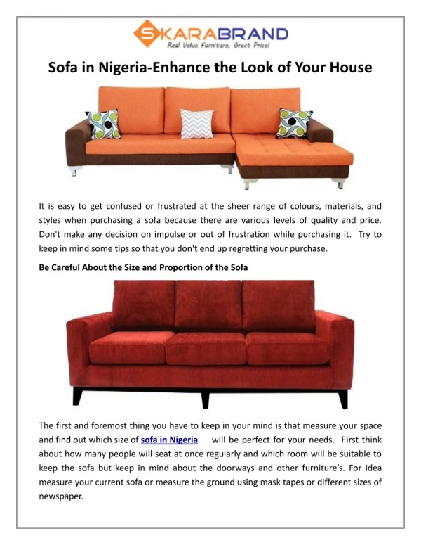 Sofa in Nigeria-Enhance the Look of Your House