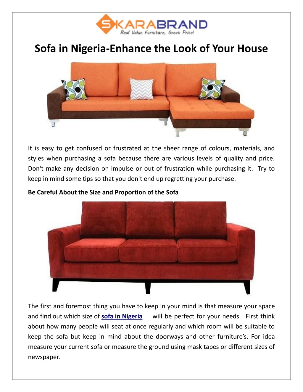 sofa in nigeria enhance the look of your house
