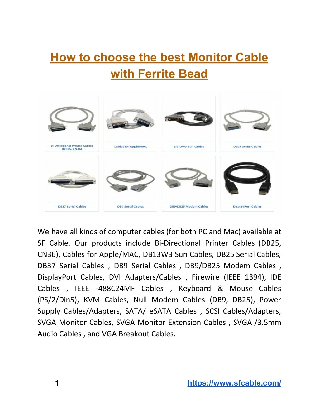 how to choose the best monitor cable with ferrite