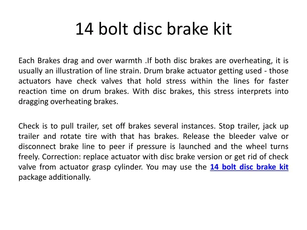 14 bolt disc brake kit