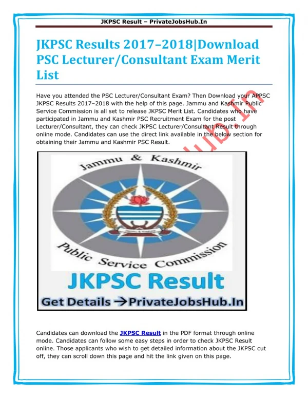 JKPSC Results